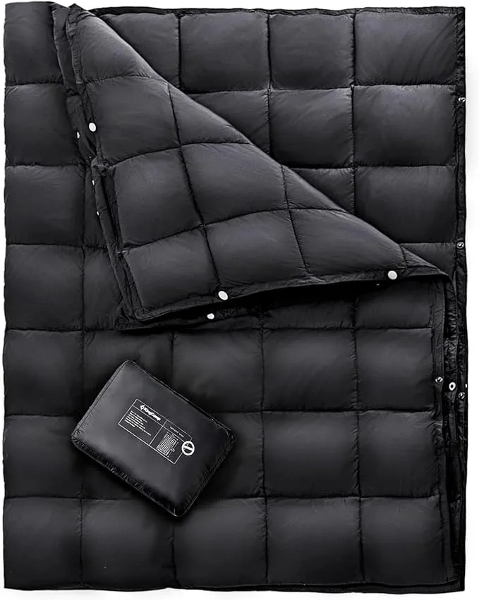 KingCamp Down Camping Blanket - Packable Lightweight Travel Blanket for Stadium, Camping, Backpacking, Compact & Water Resistant & Warm Airplane Quilt