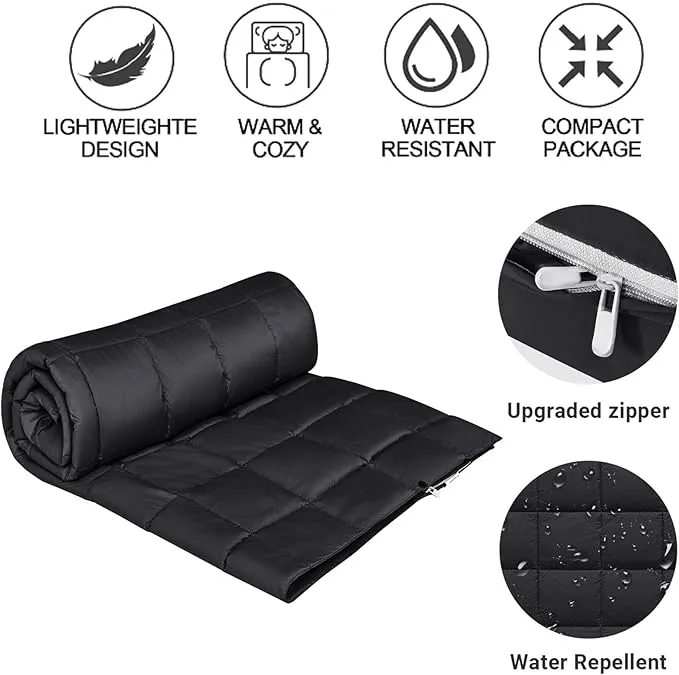 KingCamp Down Camping Blanket - Packable Lightweight Travel Blanket for Stadium, Camping, Backpacking, Compact & Water Resistant & Warm Airplane Quilt