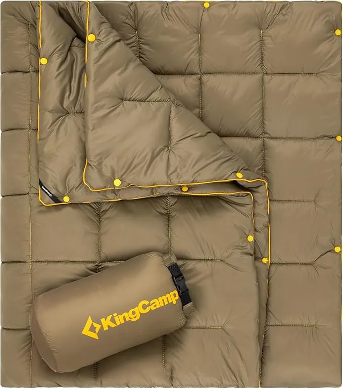 KingCamp Lightweight Camping Blanket - Multifunctional and Warm Quilt with Snap Button, Water Repellent, for Travel, Airplane, Hiking, Picnic