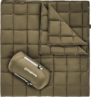 KingCamp Lightweight Camping Blanket, Multifunctional Wearable Warm Compact Water-Resistant Blanket for Cold Weather, Travel, Outdoor, Hiking, Backpacking, Stadium, 620 FP, Olive