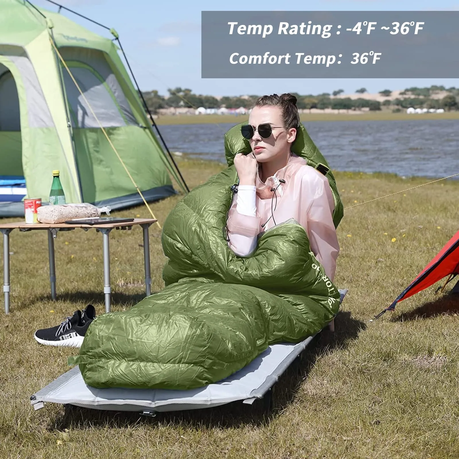 KingCamp Lightweight Down Sleeping Bag-Envelope With Hood