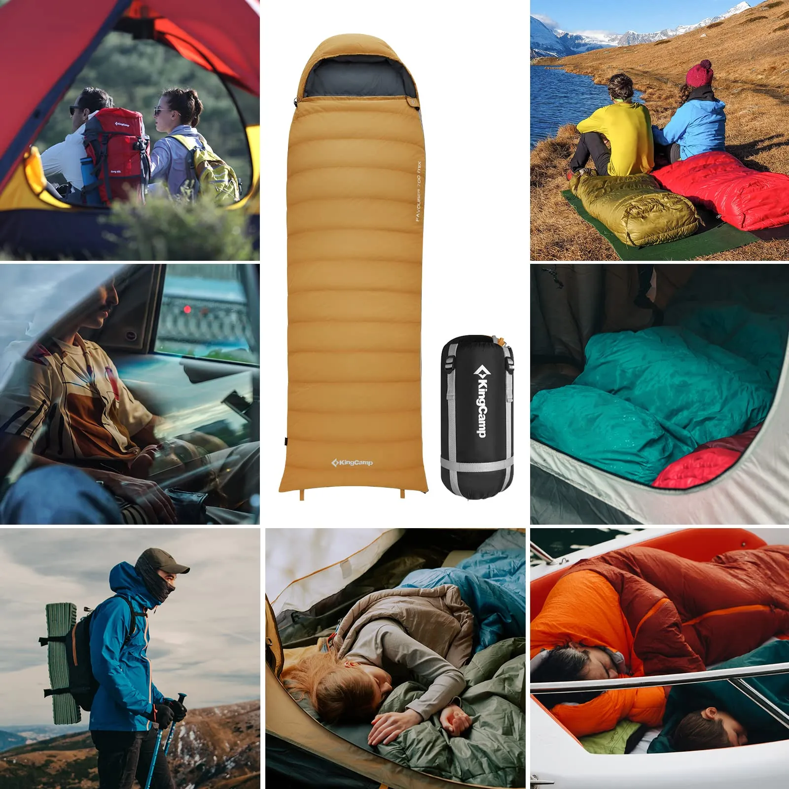 KingCamp Lightweight Down Sleeping Bag-Envelope With Hood
