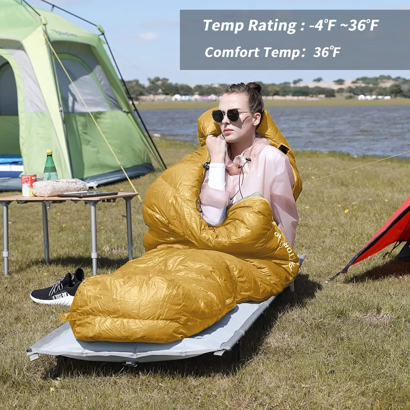 KingCamp Lightweight Down Sleeping Bag-Envelope With Hood