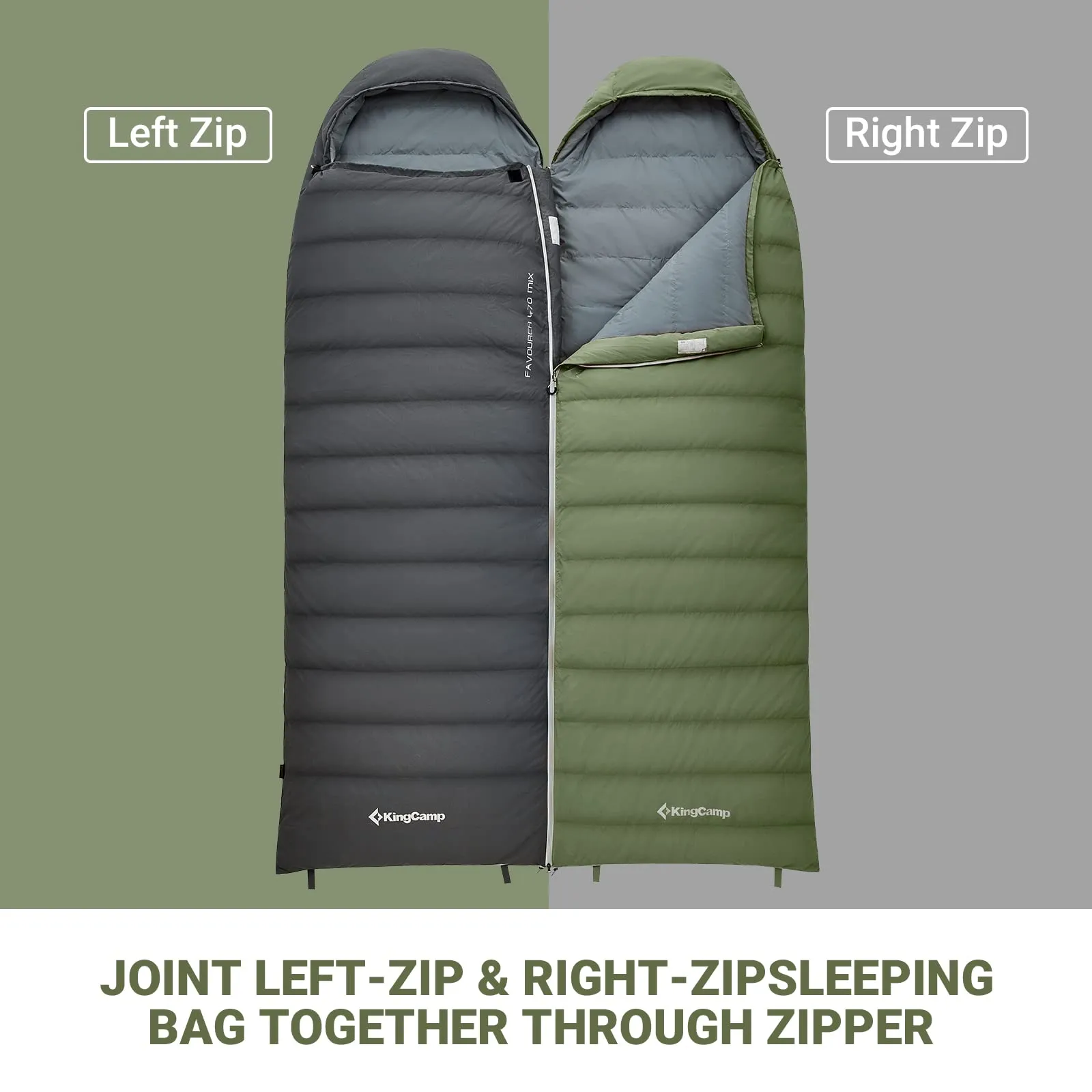 KingCamp Lightweight Down Sleeping Bag-Envelope With Hood