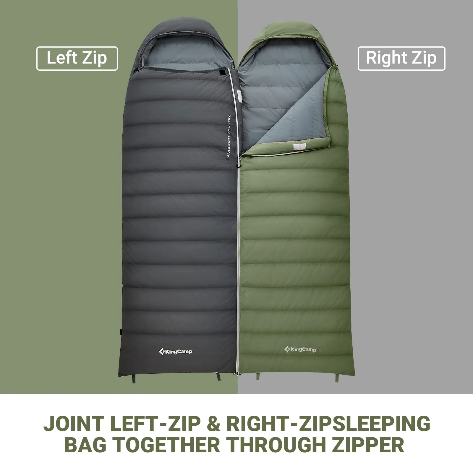 KingCamp Lightweight Down Sleeping Bag-Envelope With Hood