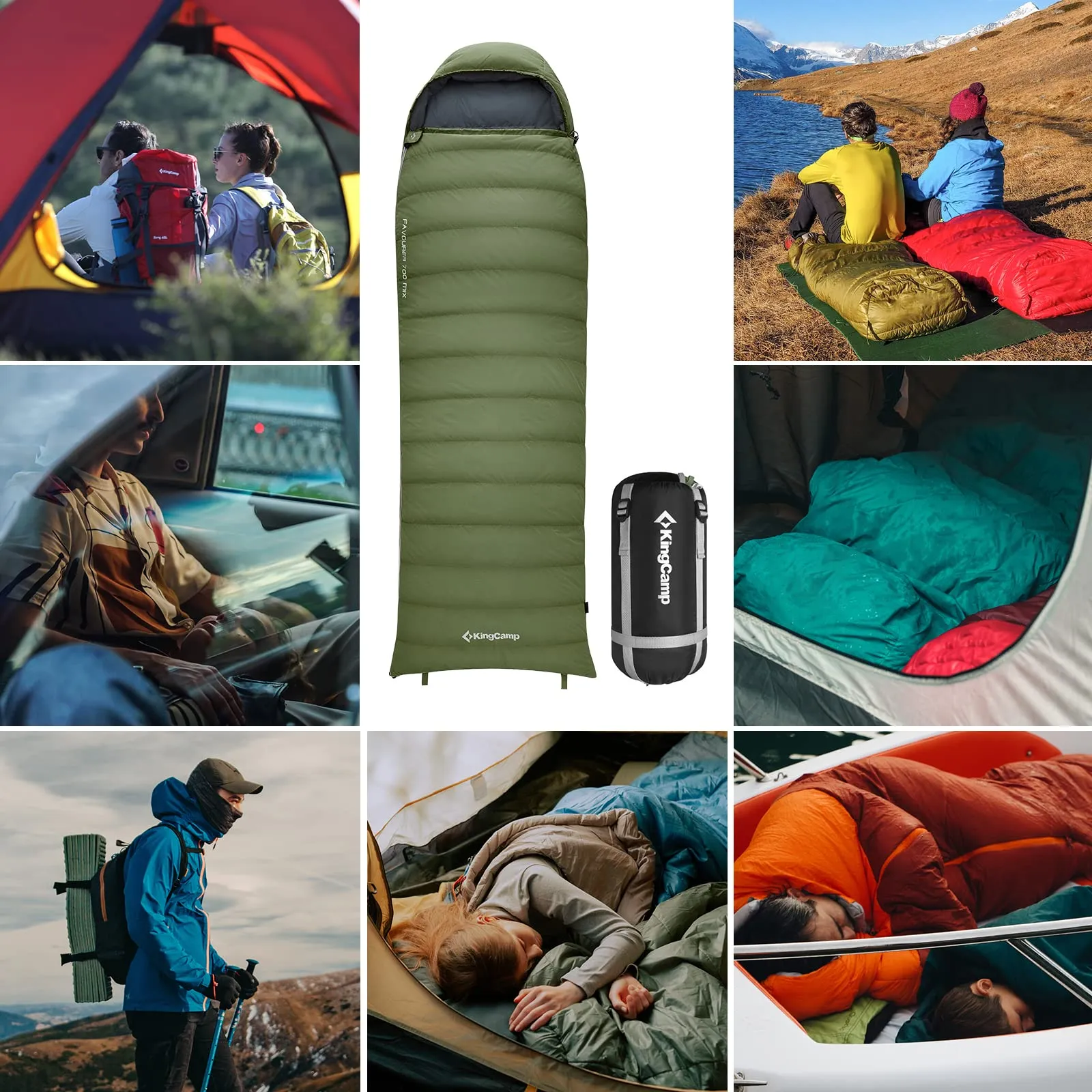 KingCamp Lightweight Down Sleeping Bag-Envelope With Hood
