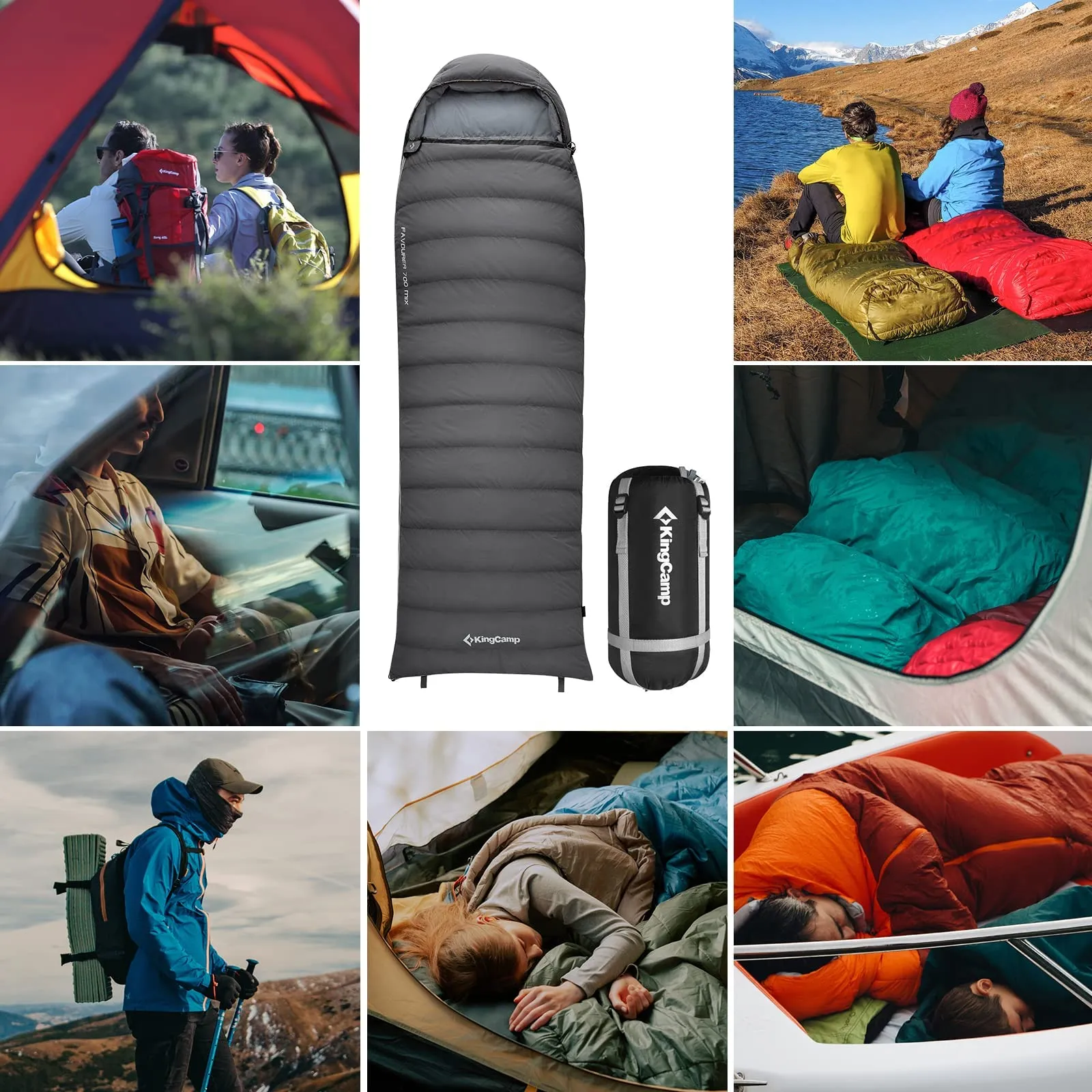 KingCamp Lightweight Down Sleeping Bag-Envelope With Hood