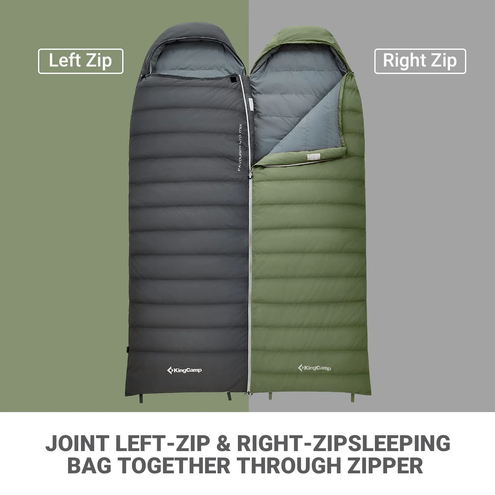 KingCamp Lightweight Down Sleeping Bag-Envelope With Hood