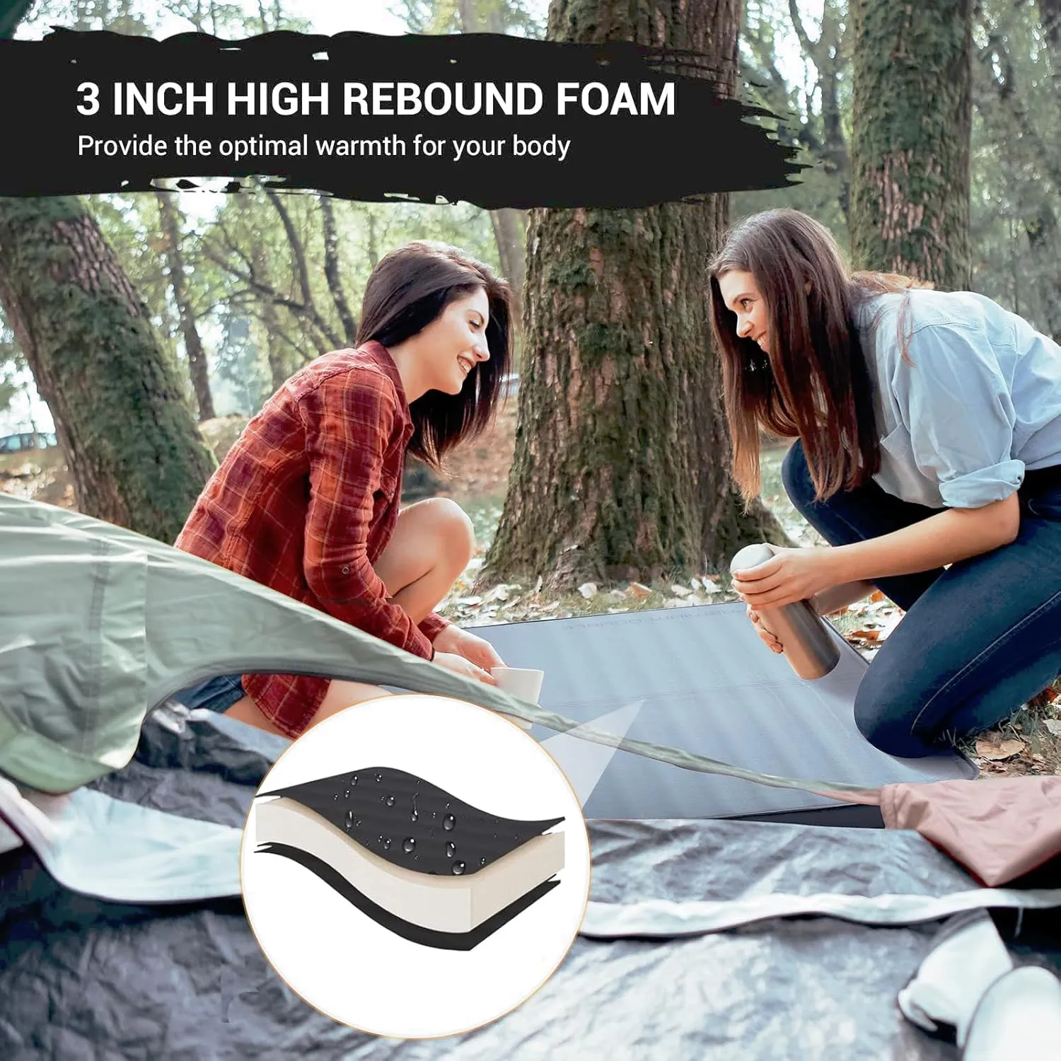 KingCamp Luxury 3D Insulated Double Self Inflating Camping Sleeping Pad, Portable Large Thick Self Inflatable Foam Air Mattress