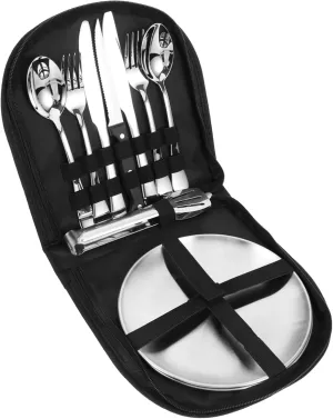 Kisangel 1set Camping Utensil Set Portable Cutlery Kit Stainless Steel Dinnerware for Outdoor Activities for Camping Picnics and to Carry Design