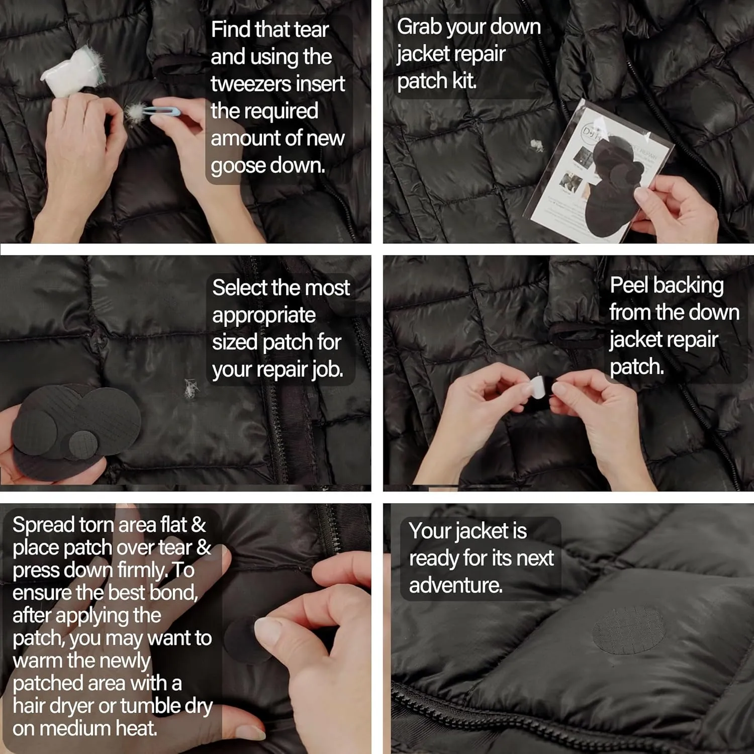 Kit-in-a-Tin - Repair Patches and Goose Down Top-Up for Down Jackets and Sleeping Bags