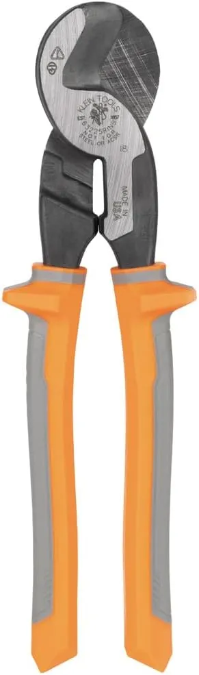 Klein Tools 63225RINS Insulated High-Leverage Precision Cable Cutter, Made in USA, for Aluminum, Copper and Communications Cable, 9-Inch