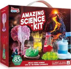 Klever Kits Amazing Science Kits- 85  Experiments Educational Toys, STEM Activities with Erupting Volcano and Growing Crystal Tree for Kids Aged 6 7 8 