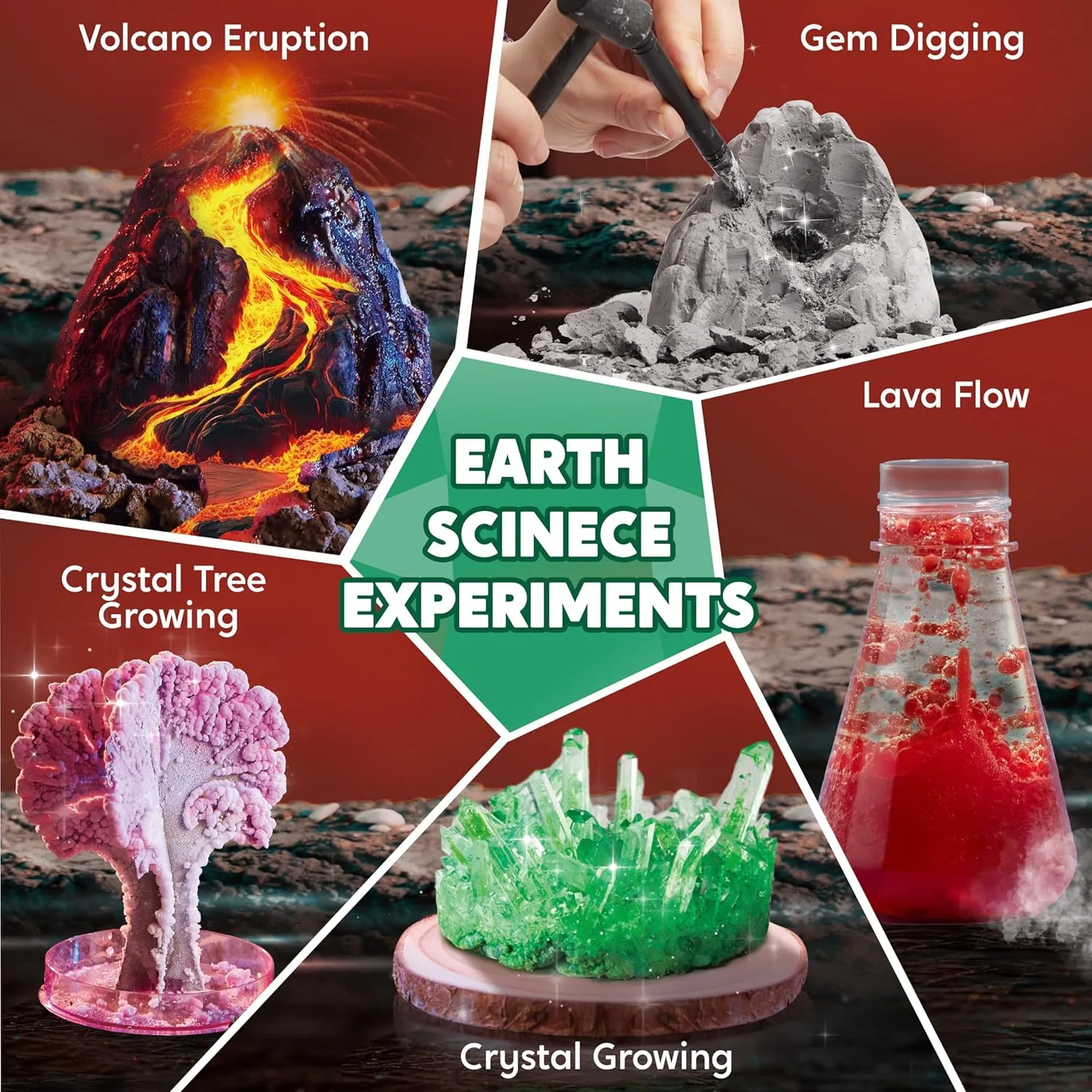 Klever Kits Amazing Science Kits- 85  Experiments Educational Toys, STEM Activities with Erupting Volcano and Growing Crystal Tree for Kids Aged 6 7 8 