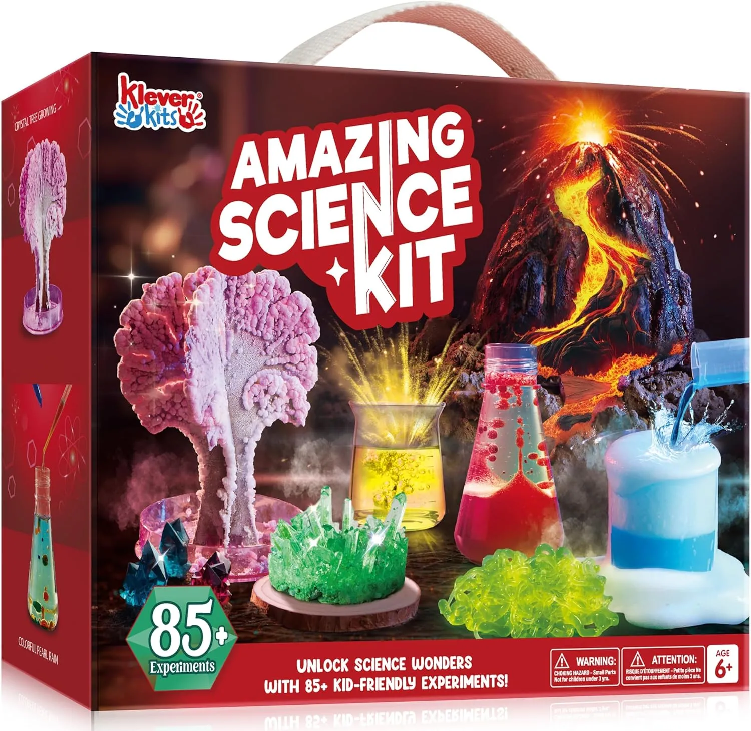 Klever Kits Amazing Science Kits- 85  Experiments Educational Toys, STEM Activities with Erupting Volcano and Growing Crystal Tree for Kids Aged 6 7 8 