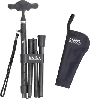 KMINA PRO - Ergonomic Folding Walking Cane, Lightweight Carbon Fibre, Women and Men, Compact and Portable