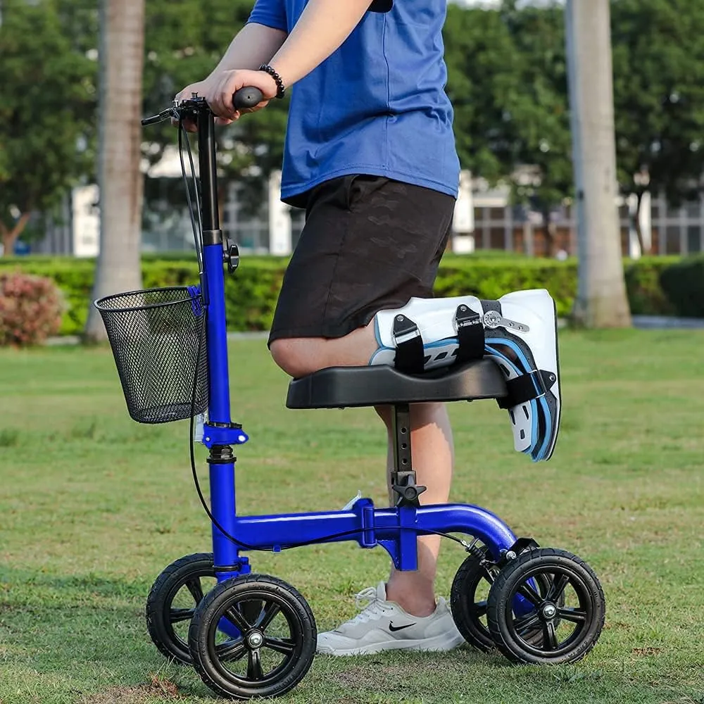 Knee Scooter, Foldable Knee Walker Economical Leg Scooters for Foot Injuries Best Crutches Alternative (Blue)