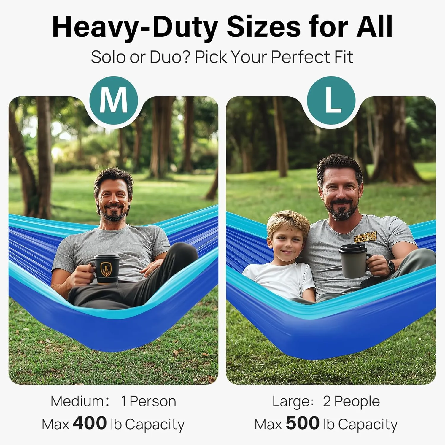 Kootek Camping Hammock 500 lbs Capacity, Portable Hammocks with Tree Straps & Attached Carry Bag, Camping Essentials Gear, Perfect for Outside Indoor Hiking Beach Backpack Travel