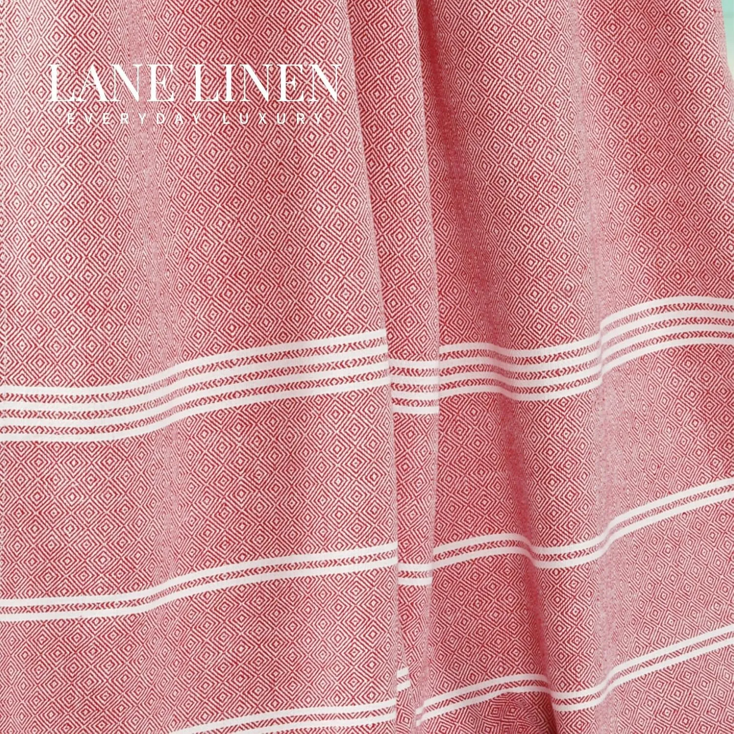LANE LINEN Turkish Beach Towel 2 Pack, Oversized Beach Towel 39"x71", Lightweight Beach Essentials for Women, Large Pool Towel, Absorbent & Quick Dry, Sand Free Beach Towel - Hibiscus