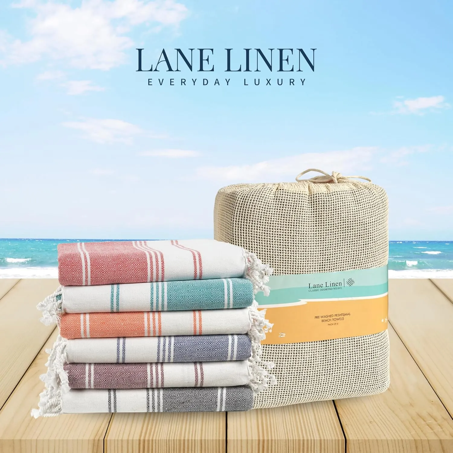 LANE LINEN Turkish Beach Towel 2 Pack, Oversized Beach Towel 39"x71", Lightweight Beach Essentials for Women, Large Pool Towel, Absorbent & Quick Dry, Sand Free Beach Towel - Hibiscus