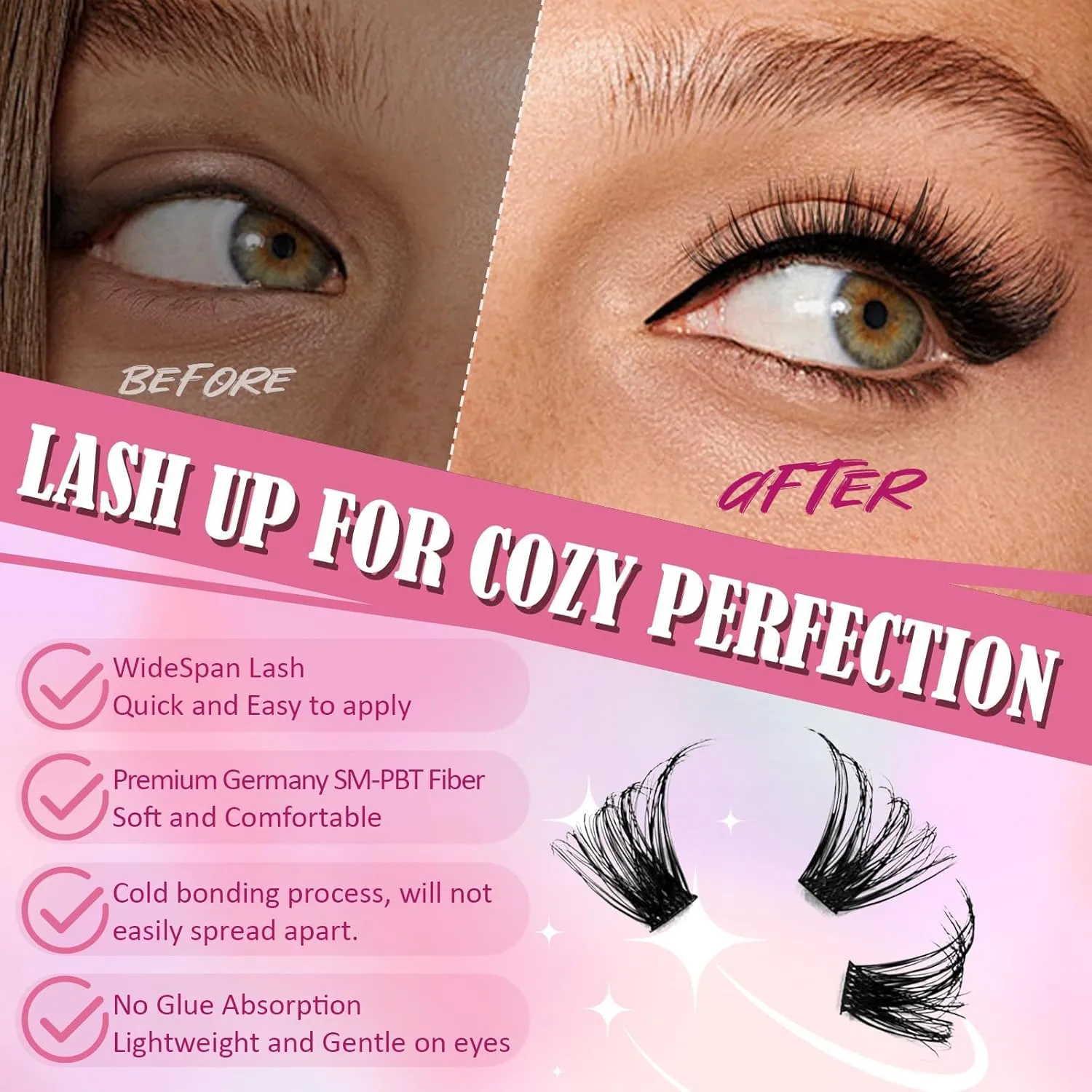 Lash Clusters DIY Lash Extensions Kit, 8-18mm ​Cluster Eyelash Extensions Pro Set Individual DIY Lashes Kit with Lash Bond,Lash Remover, Lash Applicator, Lash Tweezers for Self Use (Black-Volume)