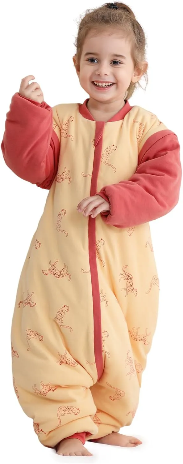 LAT Baby Sleep Bag with Feet Winter, Wearable Blanket with Legs, Warm Sack for Toddler Thicken 2.5TOG-Removable Sleeves,0-4T
