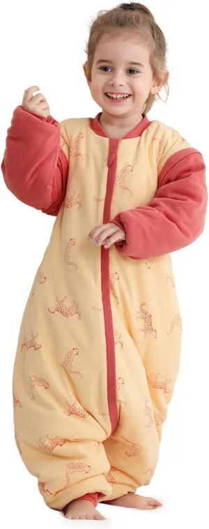 LAT Baby Sleep Bag with Feet Winter, Wearable Blanket with Legs, Warm Sack for Toddler Thicken 2.5TOG-Removable Sleeves,0-4T