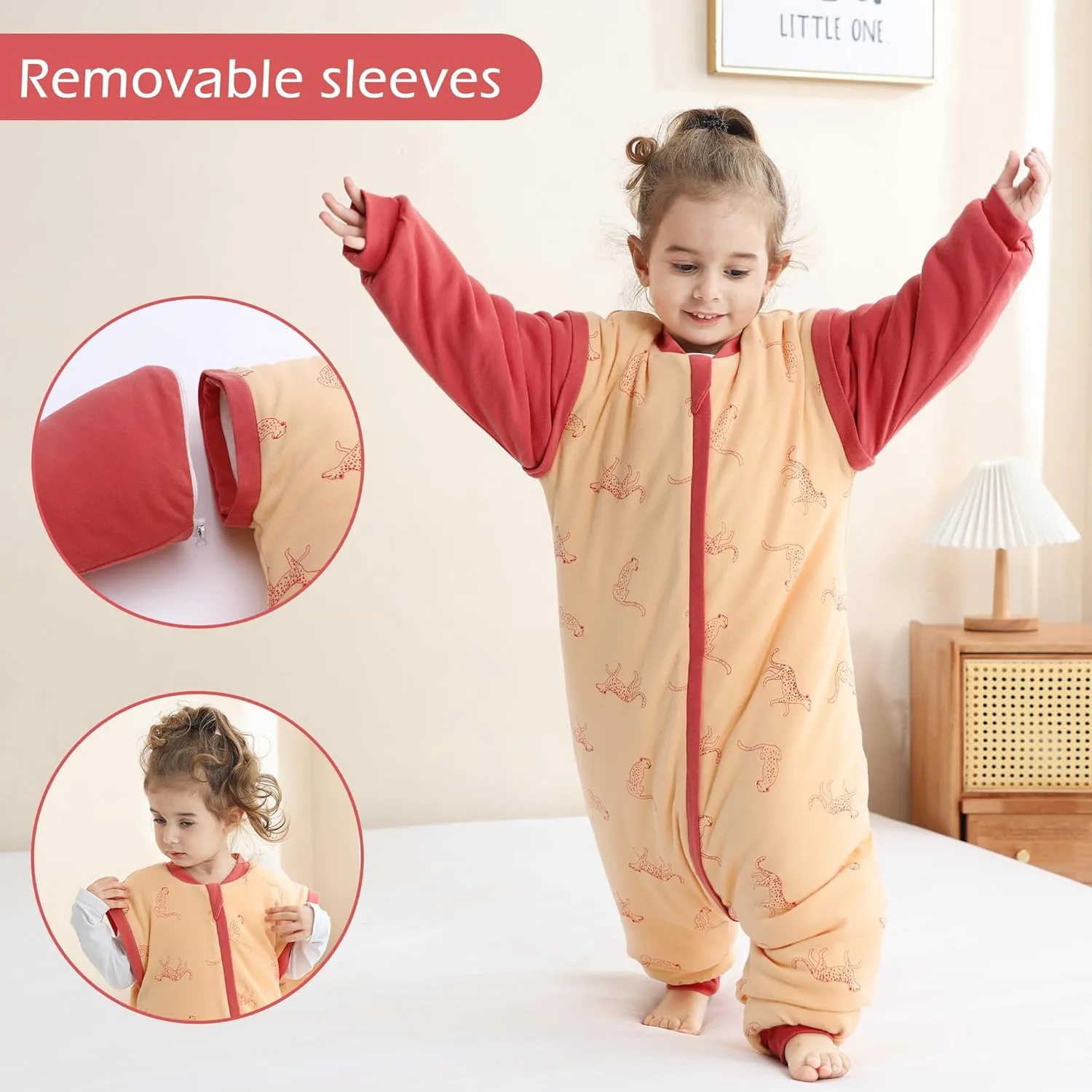 LAT Baby Sleep Bag with Feet Winter, Wearable Blanket with Legs, Warm Sack for Toddler Thicken 2.5TOG-Removable Sleeves,0-4T