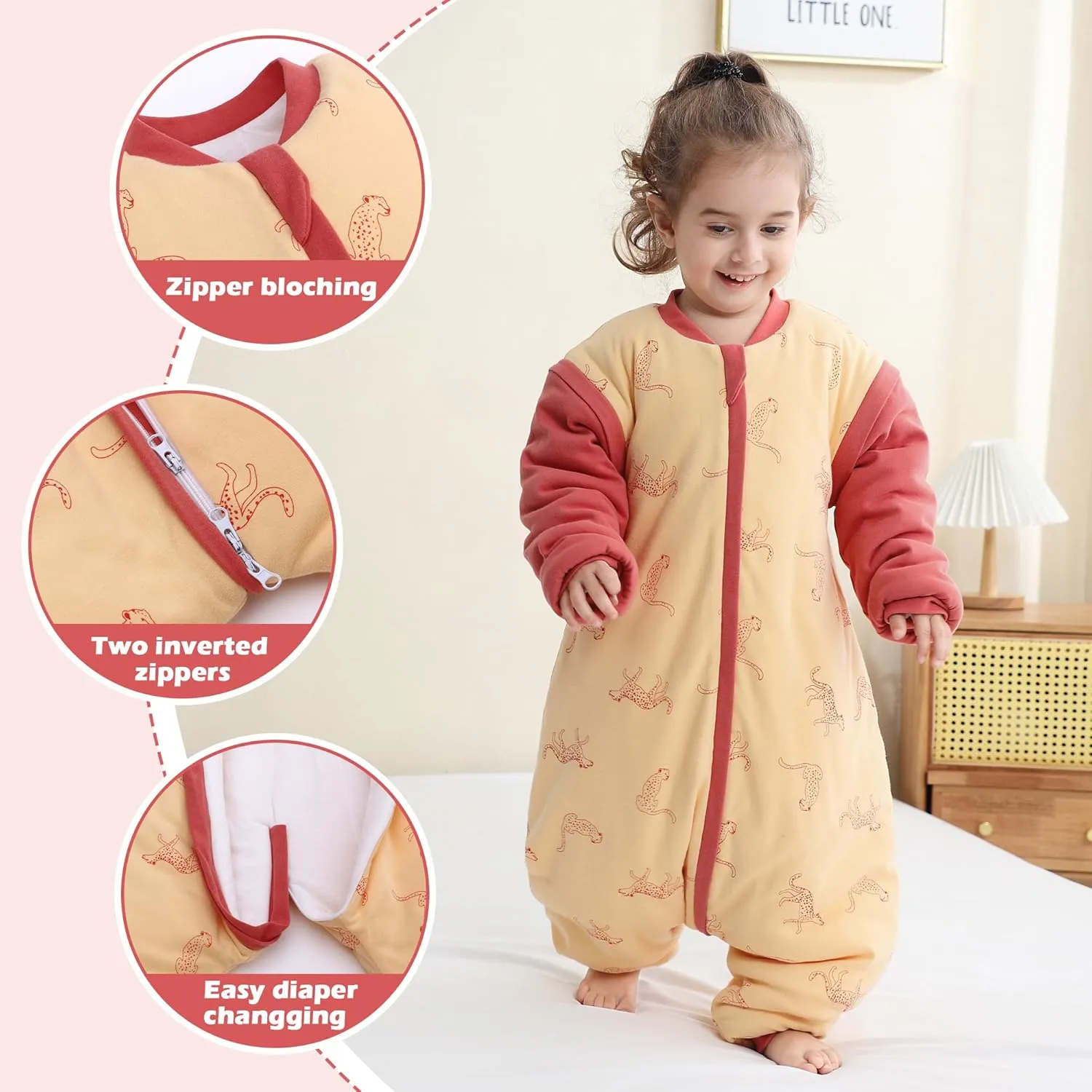 LAT Baby Sleep Bag with Feet Winter, Wearable Blanket with Legs, Warm Sack for Toddler Thicken 2.5TOG-Removable Sleeves,0-4T