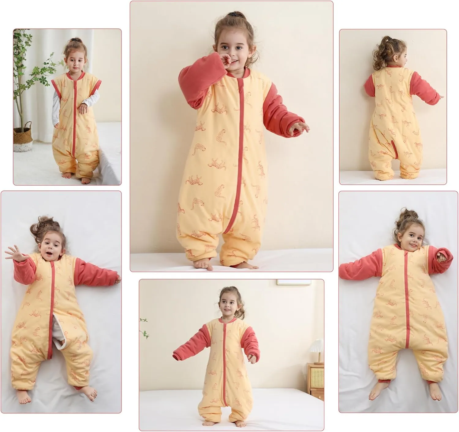 LAT Baby Sleep Bag with Feet Winter, Wearable Blanket with Legs, Warm Sack for Toddler Thicken 2.5TOG-Removable Sleeves,0-4T