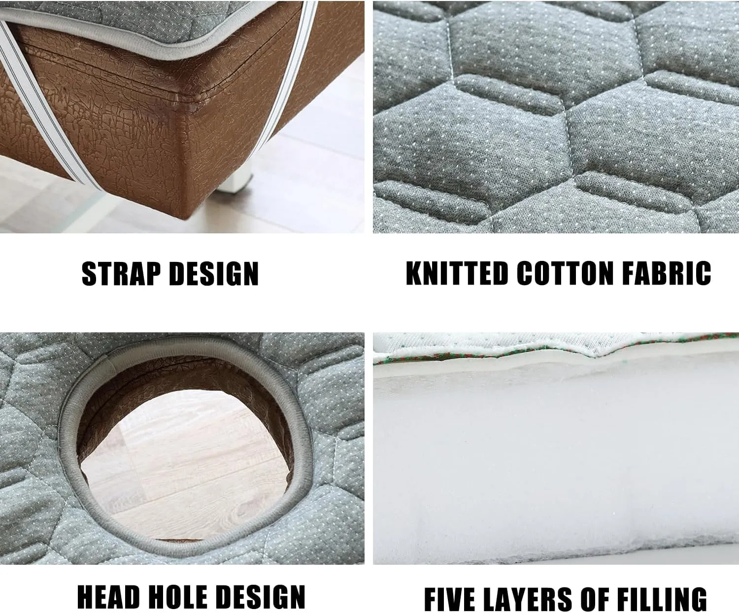 Latex Memory Foam Mattress Topper for Massage Table Beauty Salon Lash Bed Topper Spa Bed Cushion with Face Hole Massage Accessories Protective Pad Thicken,C/6cm,180 * 70cm(t)