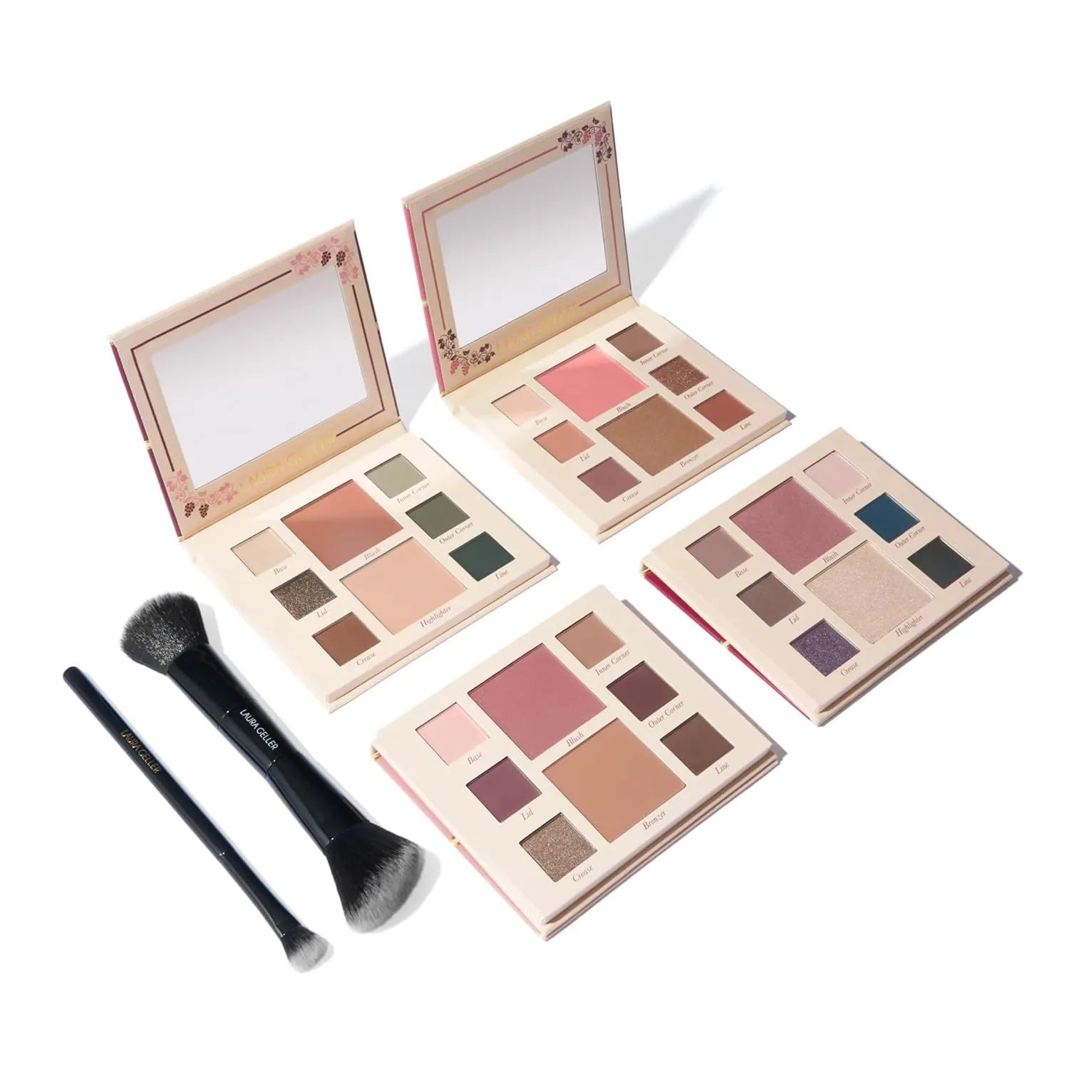 LAURA GELLER NEW YORK The Party Perfect Kit: Party in a Palette Full Face Palette Set and All-Over Eyeshadow Brush and Dual-Ended Blush and Bronzer Brush Set