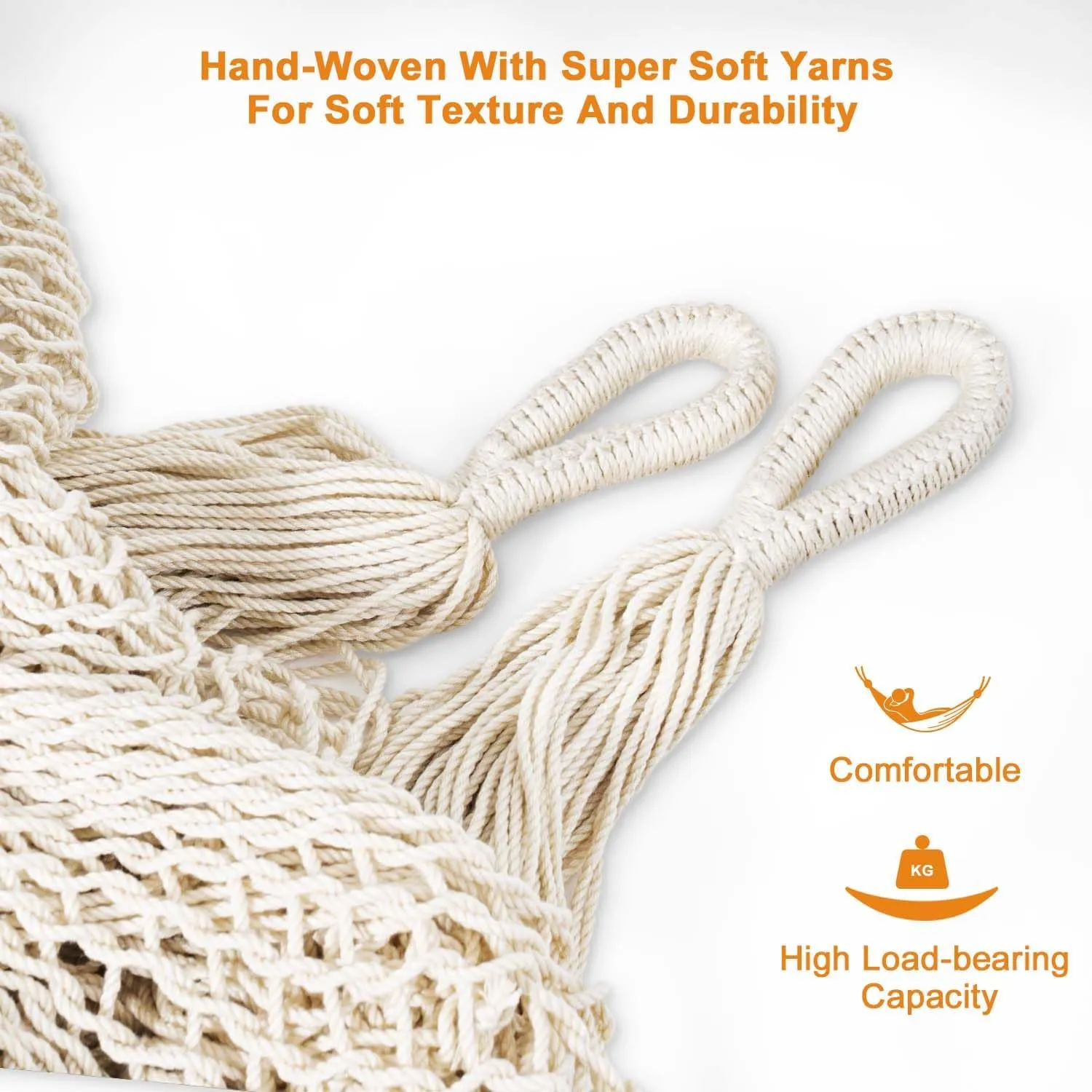 Lazy Daze Hammocks10.5 FT Handwoven Mayan Family Hammock with Portabl Carry Bag and for Outside Outdoor Patio Backyard Poolside, 550 LBS Weight Capacity,Natural