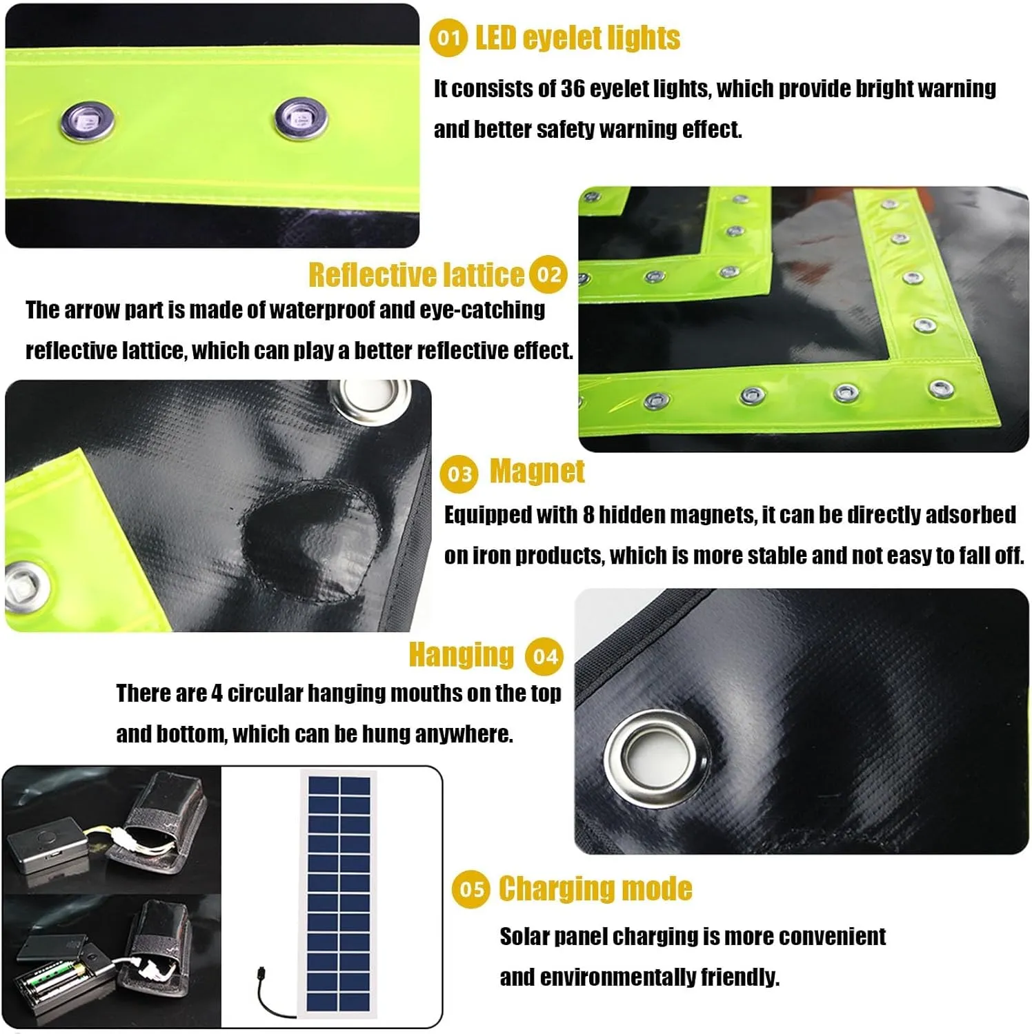 Led Magnetic Traffic Guide Light, Roll Up LED Arrow Blanket Road Traffic Arrow Warning Sign Mobile Arrow Banner for Indoor/Outdoor(USB)