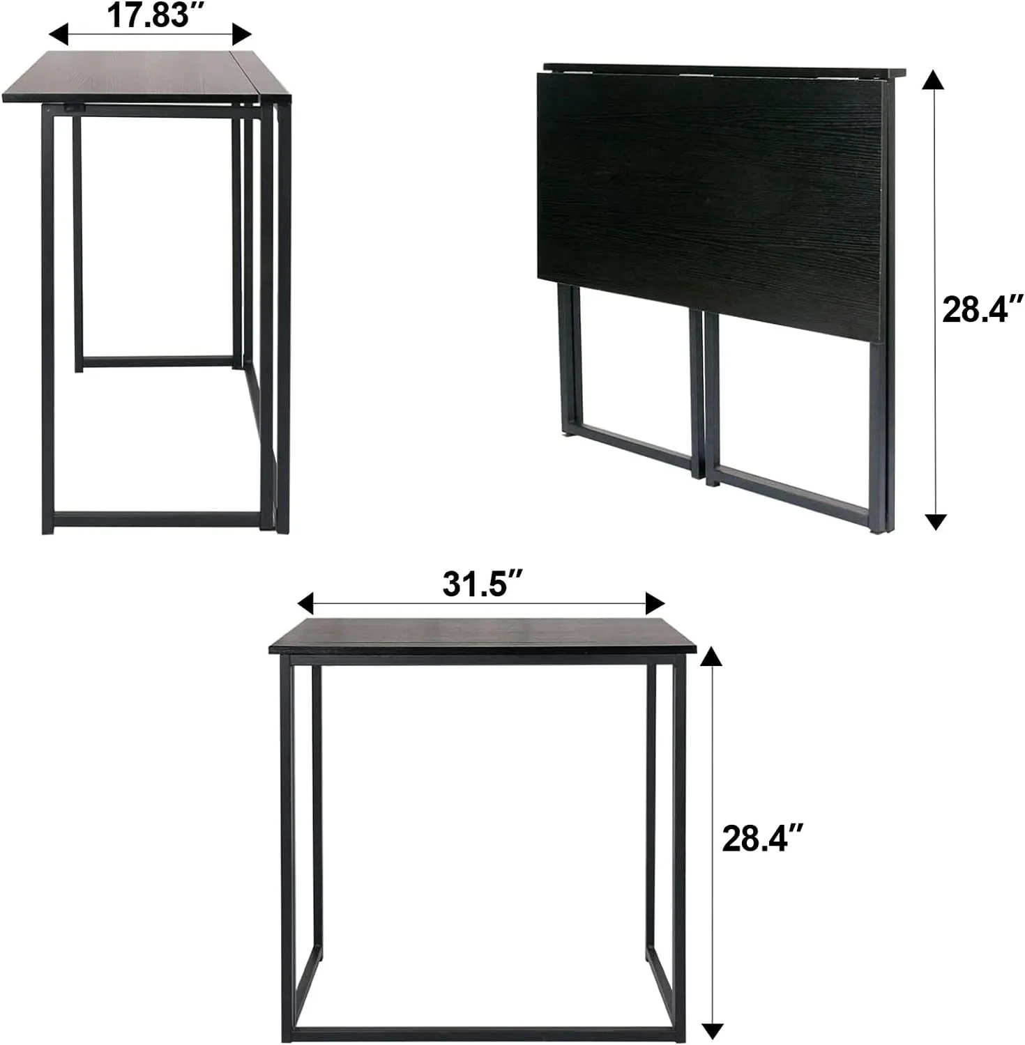 Leopard Outdoor Products Folding Computer / Laptop Table for Small Spaces, Space-Saving Home Office / Writing Desk, Compact Study Reading Foldable Desk (Black)