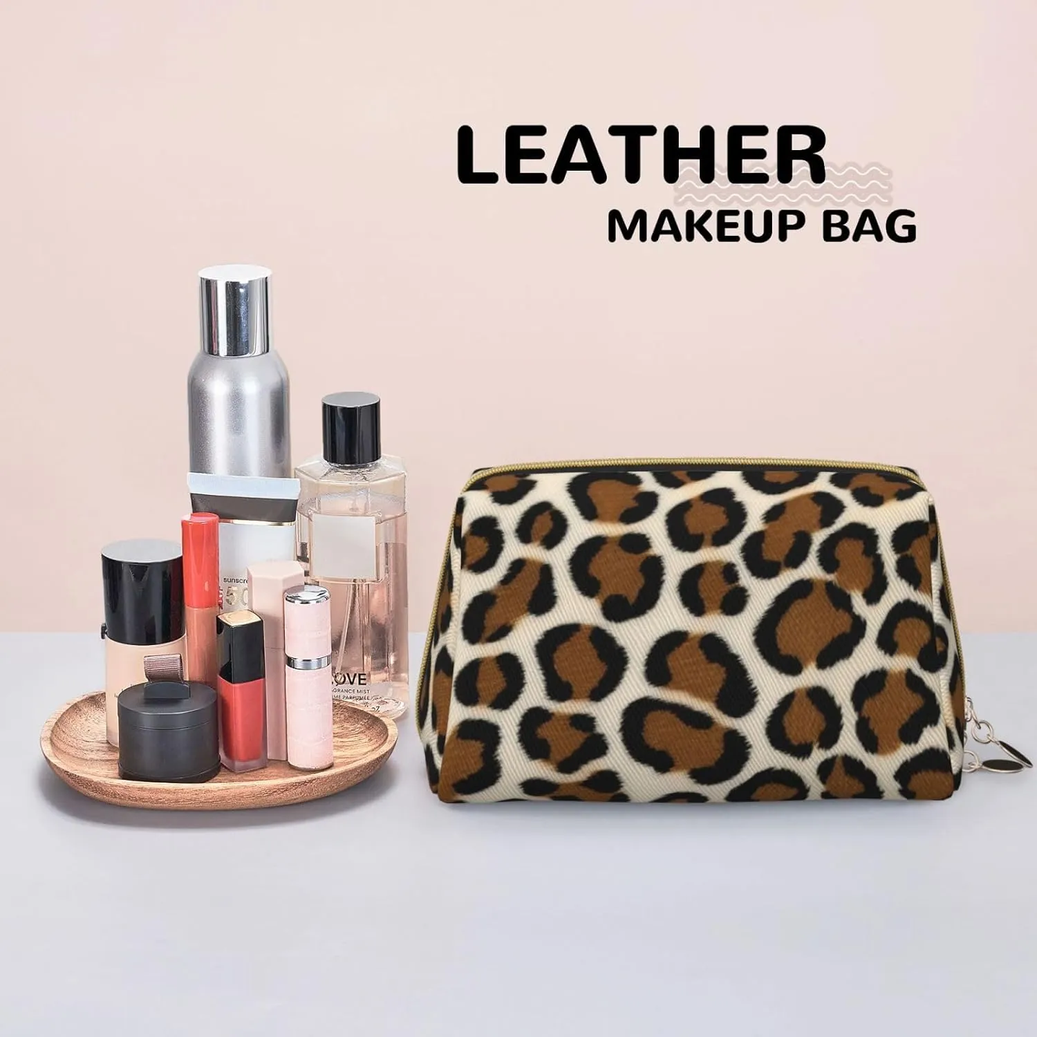 Leopard Toiletry Pouch, Travel-Friendly Makeup Organizer For Makeup Brushes, Lipsticks
