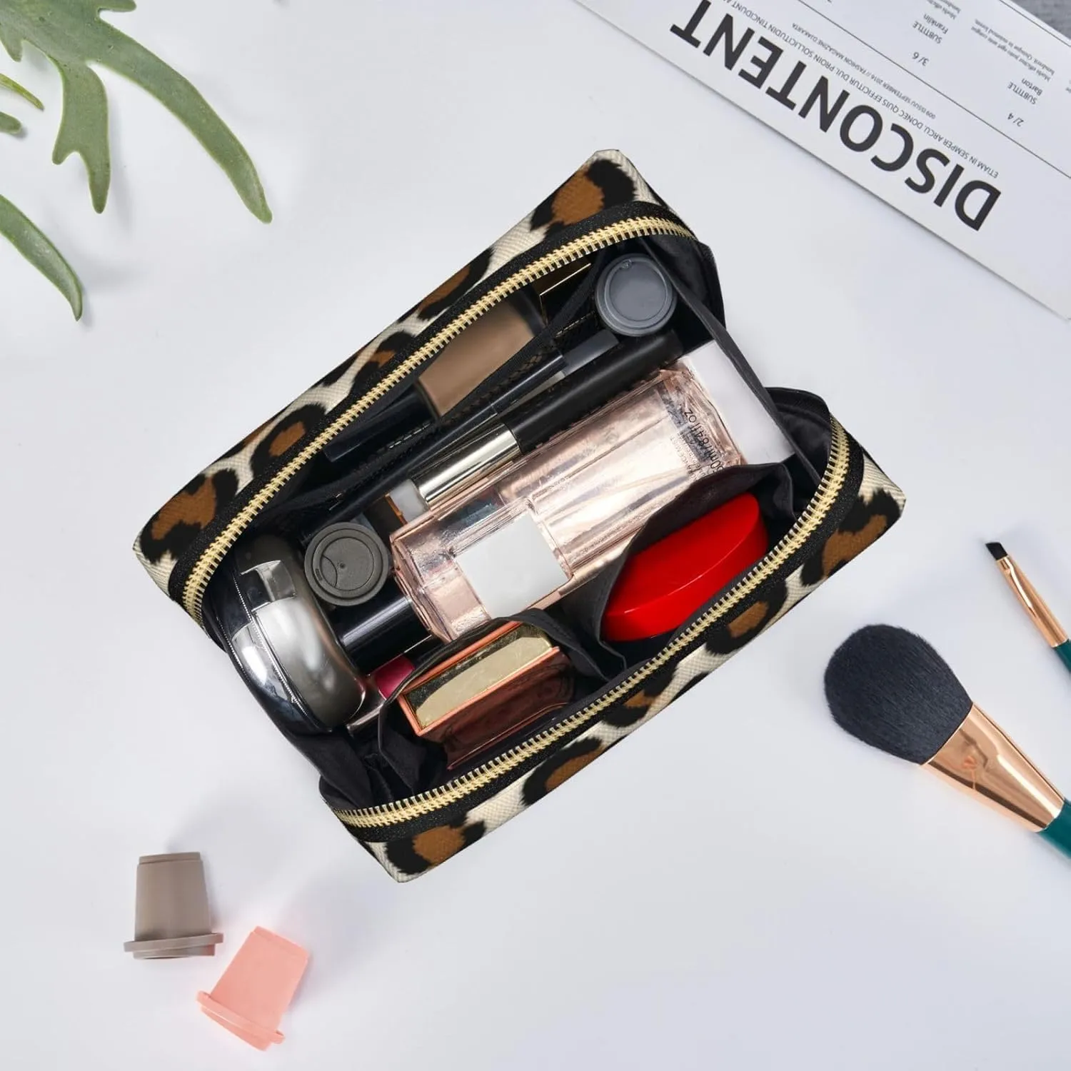 Leopard Toiletry Pouch, Travel-Friendly Makeup Organizer For Makeup Brushes, Lipsticks