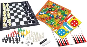 LEXiBOOK , 8-in-1 Games Set, Chess, Checkers, Backgammon, Chinese Checkers, Nine Men's Morris Game, Snakes & Ladders Game, Goose Game, Ludo Game, JGM800