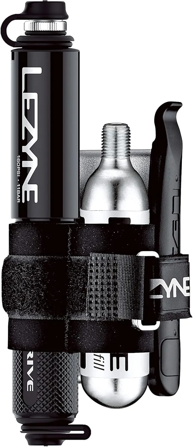 LEZYNE Pocket Drive Bicycle Hand Pump Loaded Kit, Includes Pocket Drive Bike Pump, 20g C02 Inflator, and Lever Kit,