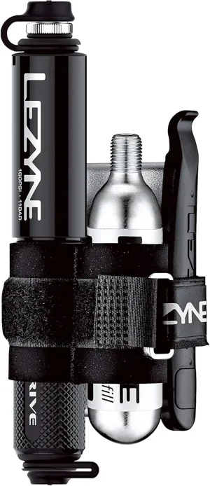 LEZYNE Pocket Drive Bicycle Hand Pump Loaded Kit, Includes Pocket Drive Bike Pump, 20g C02 Inflator, and Lever Kit,