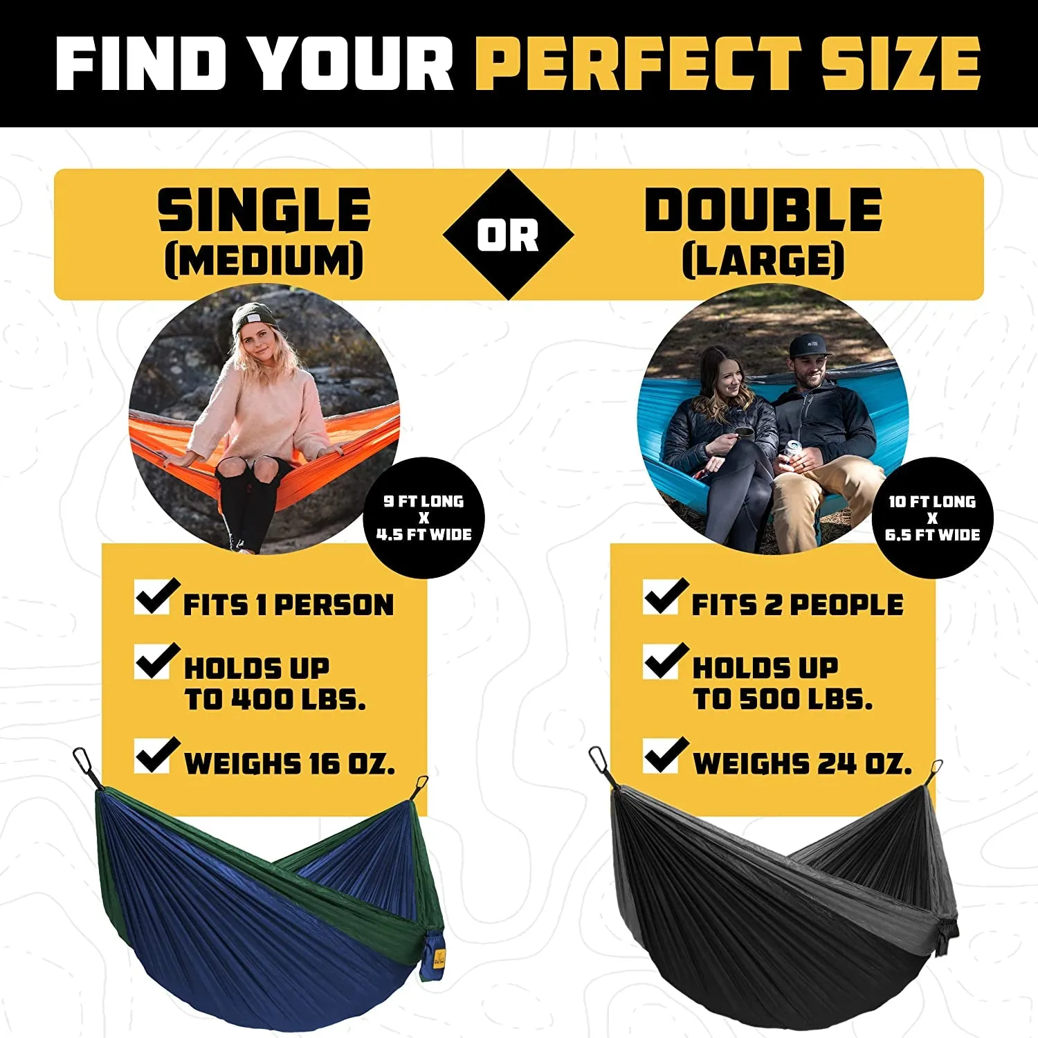 lightweight camping hammock - portable parachute nylon - 500lbs