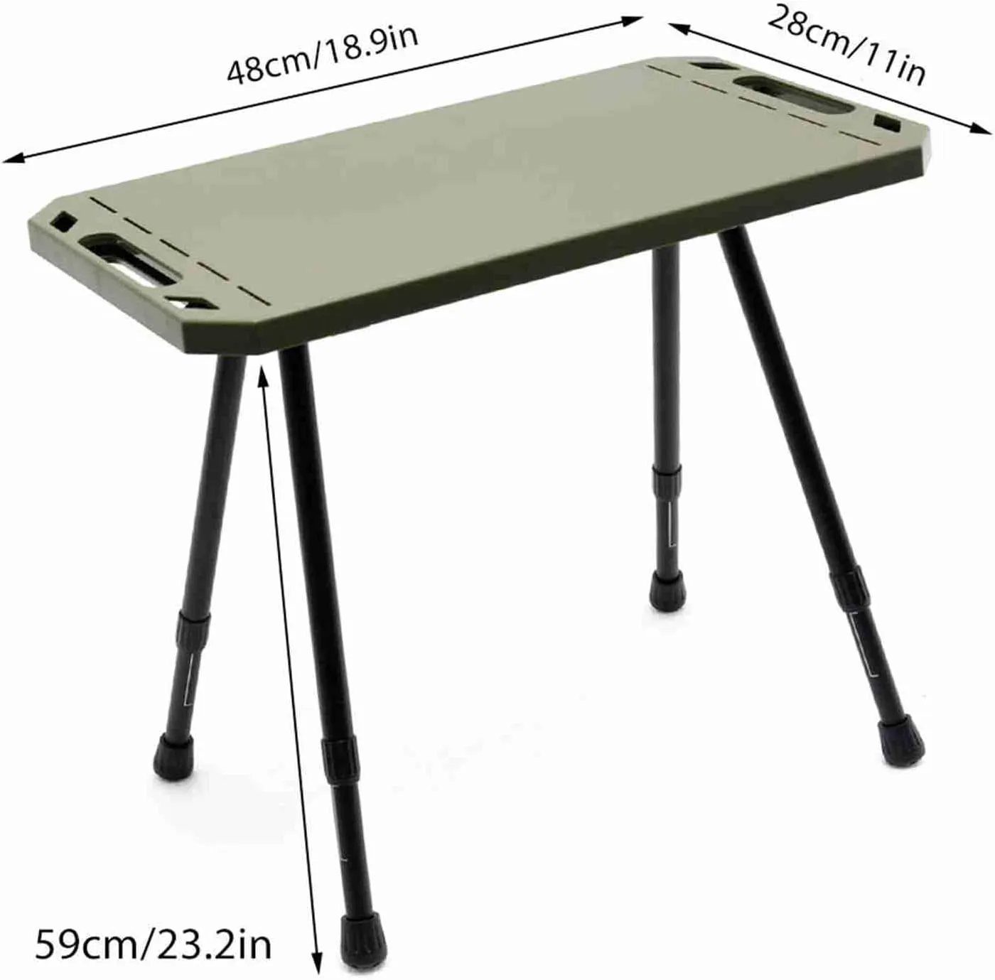Lightweight Folding Table, Aluminum Alloy Compact Picnic Desk with Adjustable Height for Camping and Outdoor Activities, Foldable and Easy to Carry (Dark Green)