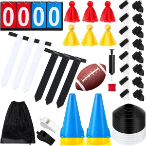 Liliful 20 Player Football Penalty Flags Set, Includes 1 Rugby 20 Adjustable Flag Belts 2 Whistles and Carrying Bag for Adult