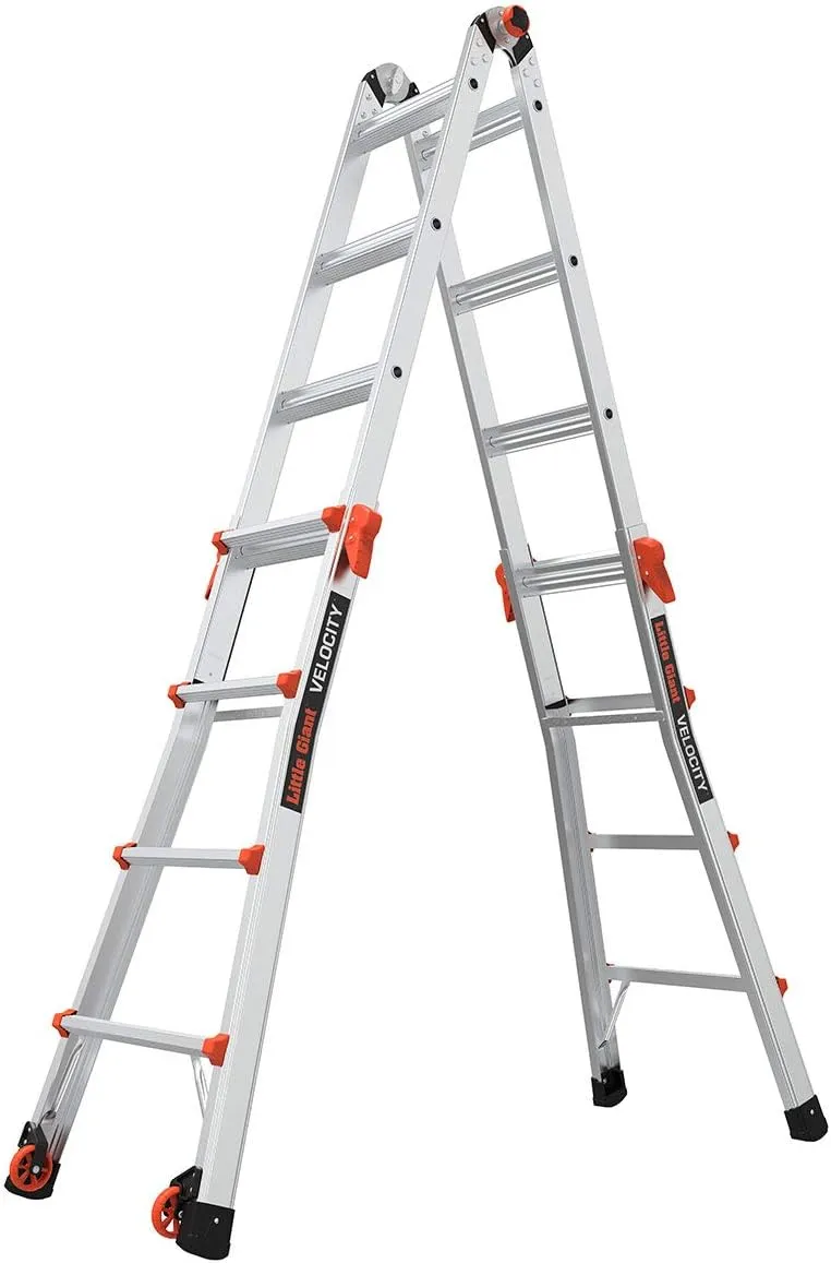 Little Giant Ladders, Velocity with Wheels, M17, 17 Ft, Multi-Position Ladder, Aluminum, Type 1A, 300 lbs Weight Rating, (15417-001)