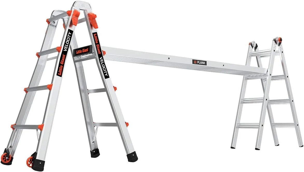 Little Giant Ladders, Velocity with Wheels, M17, 17 Ft, Multi-Position Ladder, Aluminum, Type 1A, 300 lbs Weight Rating, (15417-001)