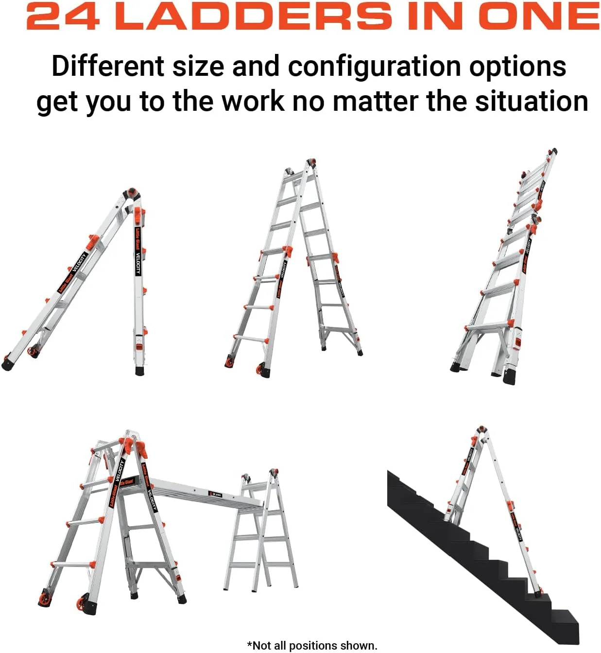 Little Giant Ladders, Velocity with Wheels, M17, 17 Ft, Multi-Position Ladder, Aluminum, Type 1A, 300 lbs Weight Rating, (15417-001)