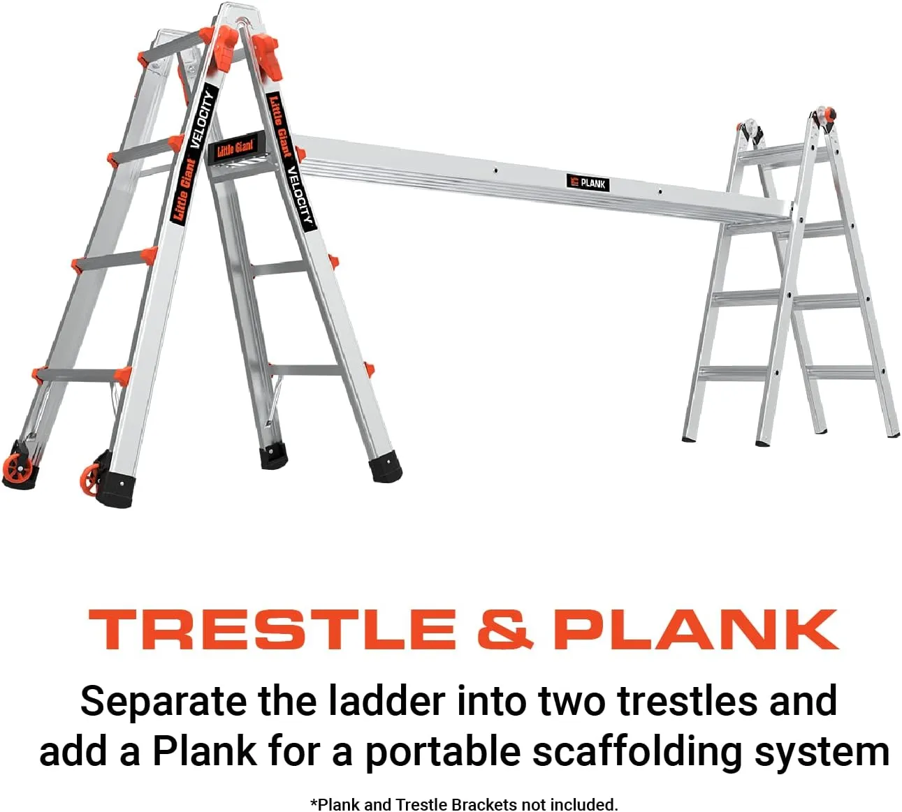 Little Giant Ladders, Velocity with Wheels, M17, 17 Ft, Multi-Position Ladder, Aluminum, Type 1A, 300 lbs Weight Rating, (15417-001)