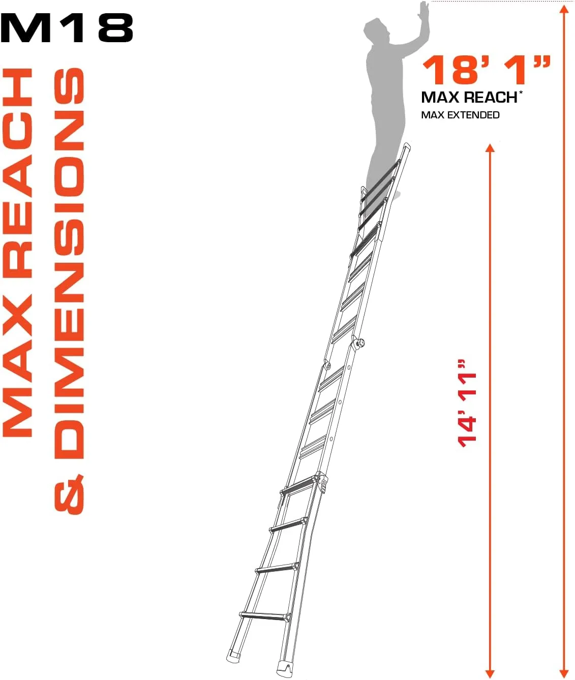 Little Giant Ladders, Velocity with Wheels, M17, 17 Ft, Multi-Position Ladder, Aluminum, Type 1A, 300 lbs Weight Rating, (15417-001)