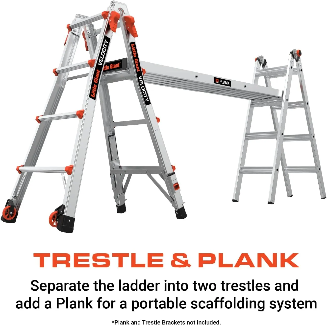 Little Giant Ladders, Velocity with Wheels, M17, 17 Ft, Multi-Position Ladder, Aluminum, Type 1A, 300 lbs Weight Rating, (15417-001)