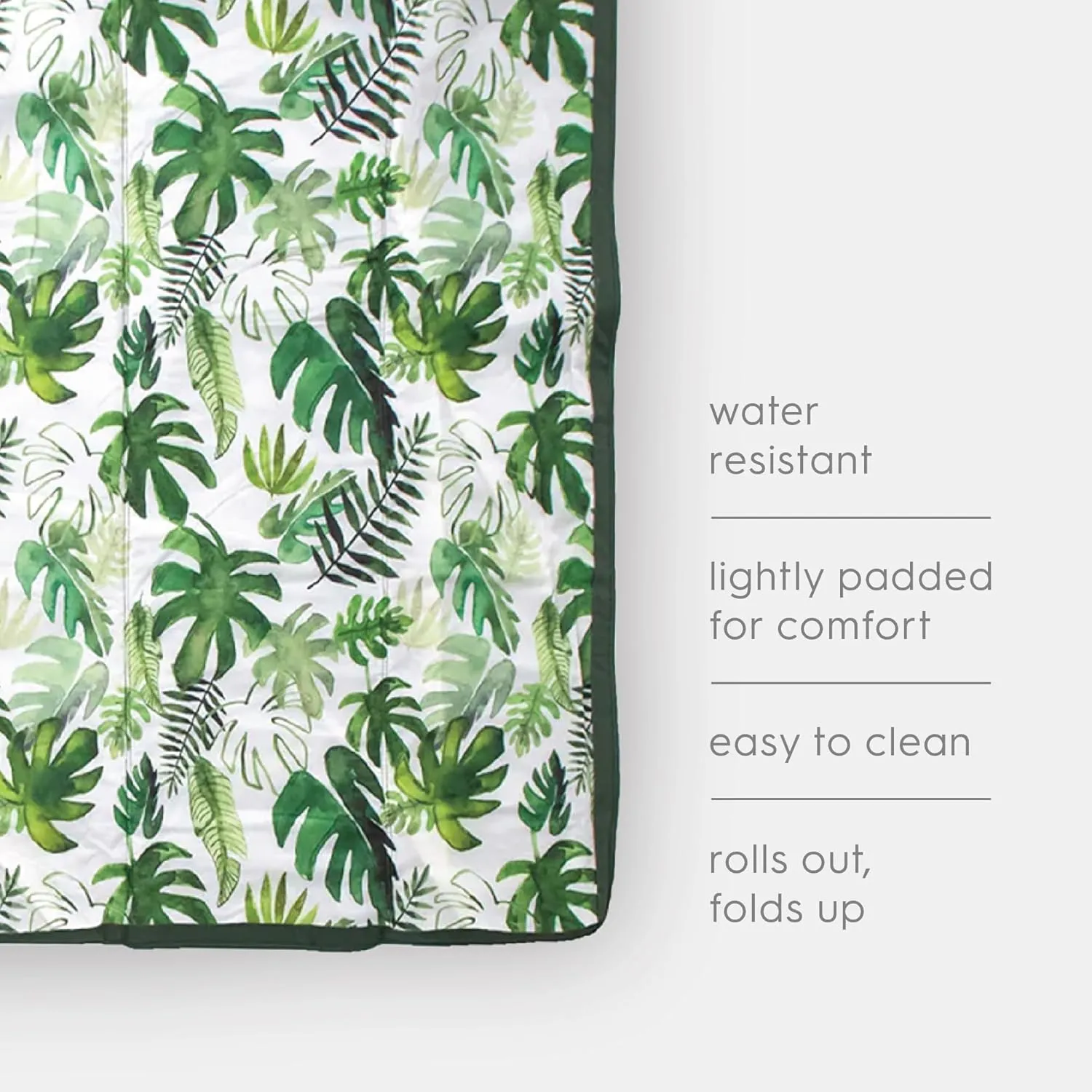Little Unicorn 5'x5' Outdoor Family Picnic & Beach Blanket | Durable & Water-Resistant Fabric | Compact Fold & Easily Wipes Clean | Zipper Pocket (Tropical Leaf)